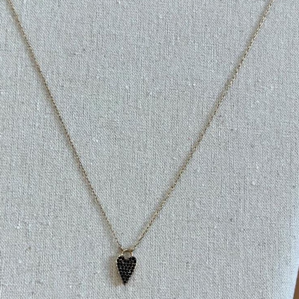 Stella & Dot Delicate Black Heart Necklace
